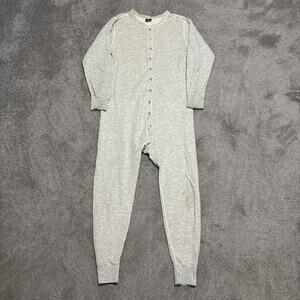 Duofold Gray Heather Wool Blend Thermal Union Suit Long Johns Layer USA Size L